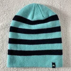 Shred In Striped Light Blue and Black Toque Beanie Winter Hat